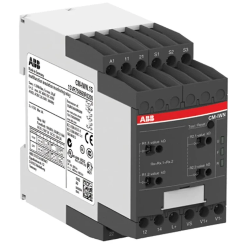 ABB Insulation Monitoring Relay 1, 3 Phase, DPDT, DIN Rail Mount, 240V AC/DC 1SVR750660R0200 CM-IWN.1S