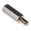 RS PRO Nickel Plated Brass Hexagonal M5 Standoff, 20 mm Body, 8 mm Stud, Male/Female Thread 806-6639