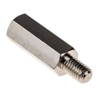 RS PRO Nickel Plated Brass Hexagonal M5 Standoff, 20 mm Body, 8 mm Stud, Male/Female Thread 806-6639