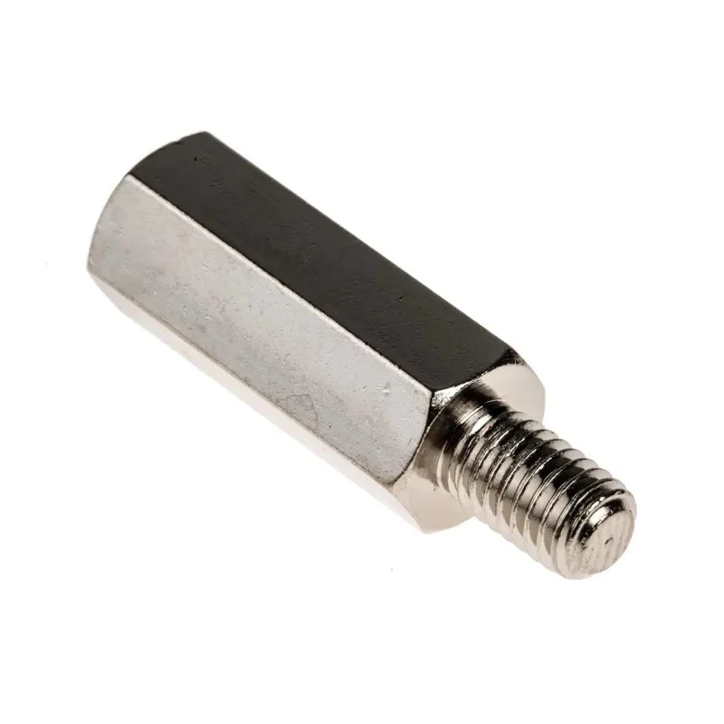 RS PRO Nickel Plated Brass Hexagonal M5 Standoff, 20 mm Body, 8 mm Stud, Male/Female Thread 806-6639