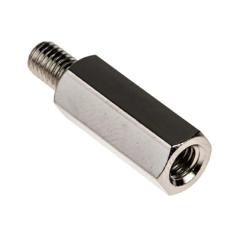RS PRO Nickel Plated Brass Hexagonal M5 Standoff, 20 mm Body, 8 mm Stud, Male/Female Thread 806-6639