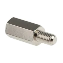 RS PRO Brass Hexagonal M5 Standoff Male/Female Thread, 15 mm Body, 8 mm Stud, Nickel Plated 806-6635