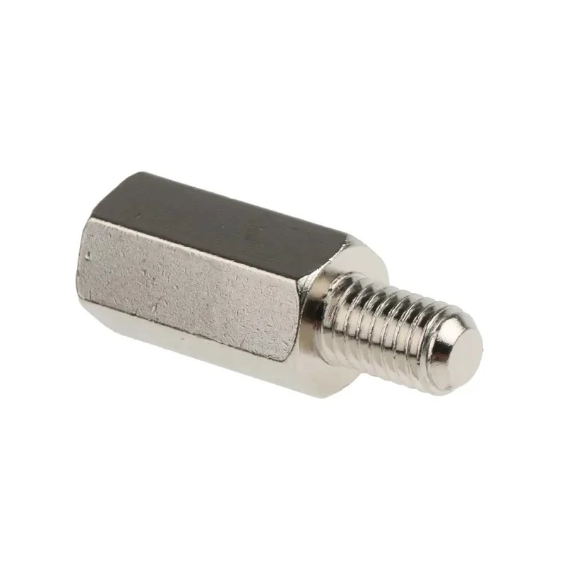RS PRO Brass Hexagonal M5 Standoff Male/Female Thread, 15 mm Body, 8 mm Stud, Nickel Plated 806-6635
