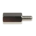 RS PRO Brass Hexagonal M5 Standoff Male/Female Thread, 15 mm Body, 8 mm Stud, Nickel Plated 806-6635