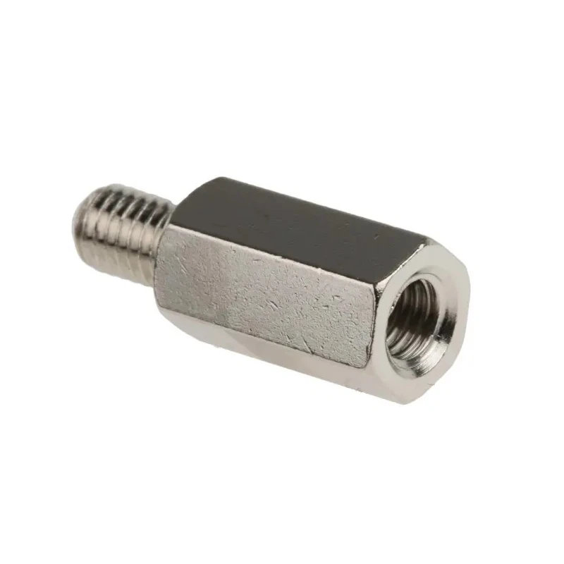 RS PRO Brass Hexagonal M5 Standoff Male/Female Thread, 15 mm Body, 8 mm Stud, Nickel Plated 806-6635