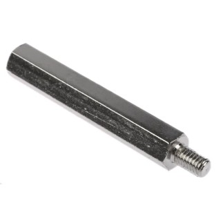 RS PRO M6 Steel Hexagonal Threaded Standoff, 60 mm Body Length, 10 mm Stud Length, Nickel Plated 806-6691