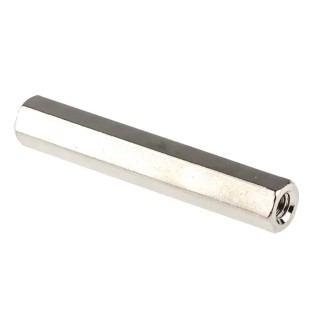 RS PRO Brass Hexagonal Nickel-Plated Standoff M4, 45mm Length, Female/Female Thread 806-6702