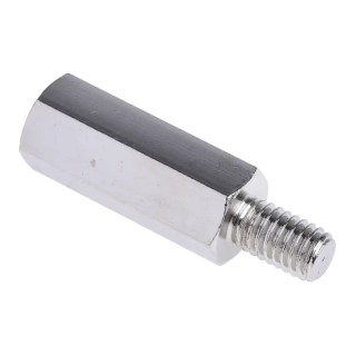 RS PRO M6 Hexagonal Nickel Plated Steel Standoff, 25 mm Body Length, 10 mm Stud Length, Male/Female Thread 806-6676