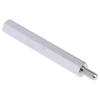 RS PRO Brass Nickel Plated Hexagonal M4 Threaded Standoff, 50 mm Body Length, 8 mm Stud Length 806-6742