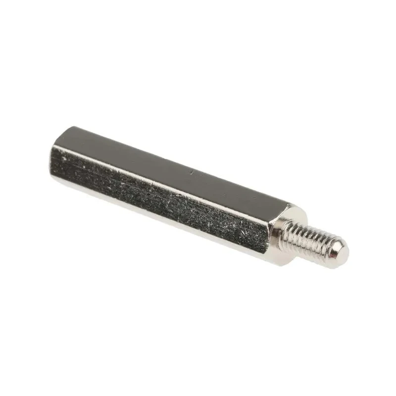 RS PRO Brass Hexagonal Threaded Standoff, M4 Thread Size, 35 mm Body Length, 8 mm Stud, Nickel Finish 806-6736