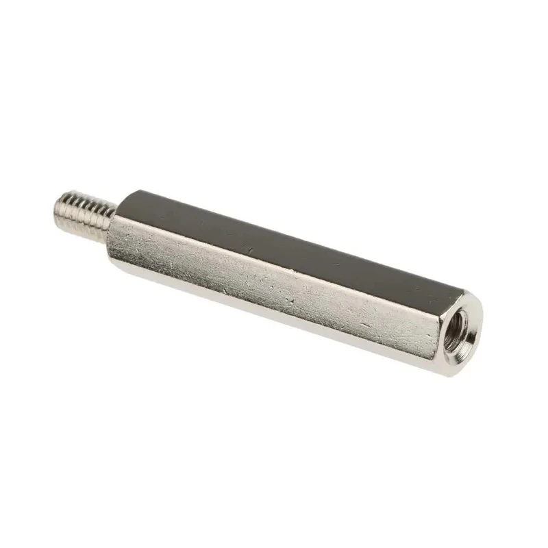 RS PRO Brass Hexagonal Threaded Standoff, M4 Thread Size, 35 mm Body Length, 8 mm Stud, Nickel Finish 806-6736