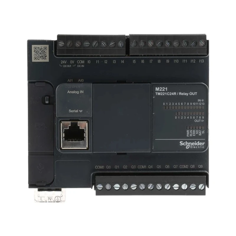 Schneider Electric Modicon M221 Series PLC CPU 16-Input Analogue, 10 Digital Outputs, USB, Panel Mount TM221C24R