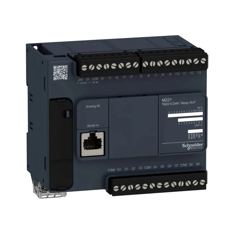 Schneider Electric Modicon M221 Series PLC CPU 16-Input Analogue, 10 Digital Outputs, USB, Panel Mount TM221C24R