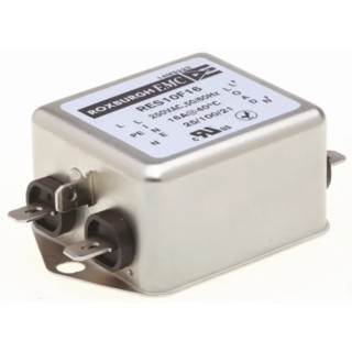 Roxburgh EMC Single Phase Chassis Mount RFI Filter 16A 250V AC 400Hz Fast-On Termination RES10