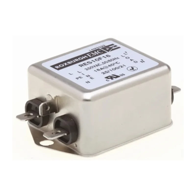 Roxburgh EMC Single Phase Chassis Mount RFI Filter 16A 250V AC 400Hz Fast-On Termination RES10