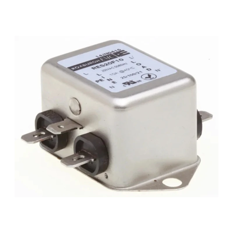 Roxburgh EMC Chassis Mount RFI Filter 10A 250V AC 400Hz Fast-On 1 Phase RES20