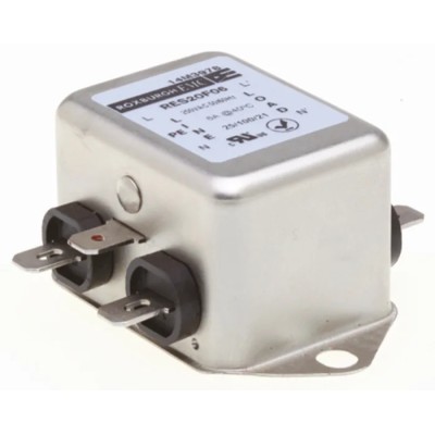 Roxburgh EMC Chassis Mount RFI Filter 6A 250V AC 400Hz Fast-On Termination Single Phase RES20