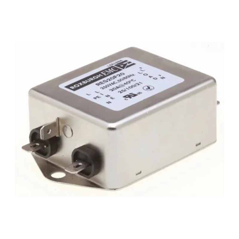 Roxburgh EMC Chassis Mount RFI Filter 20 A 250V AC 400Hz Fast-On 1 Phase RES20