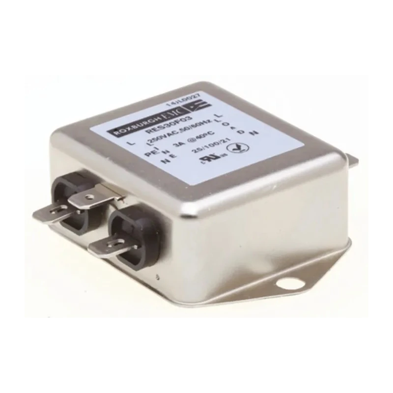 Roxburgh EMC Single Phase Chassis Mount RFI Filter 3 A 250V AC 400Hz Fast-On Termination RES30