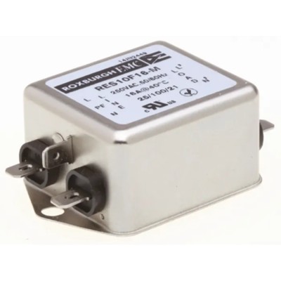 Roxburgh EMC Single Phase Chassis Mount RFI Filter 16A 250V AC 400Hz Fast-On RES10 