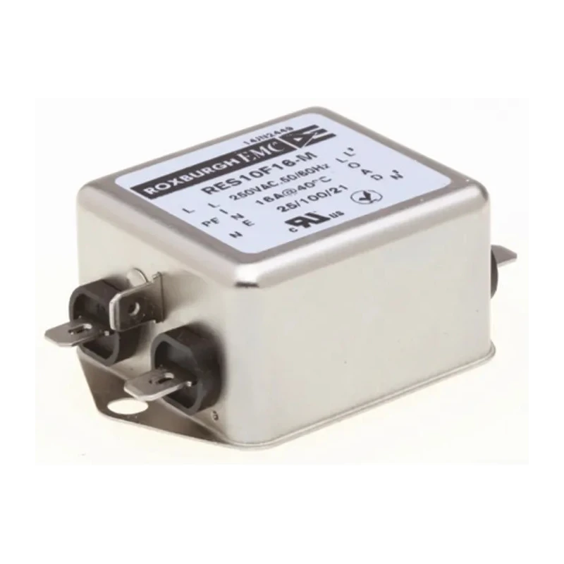 Roxburgh EMC Single Phase Chassis Mount RFI Filter 16A 250V AC 400Hz Fast-On RES10 