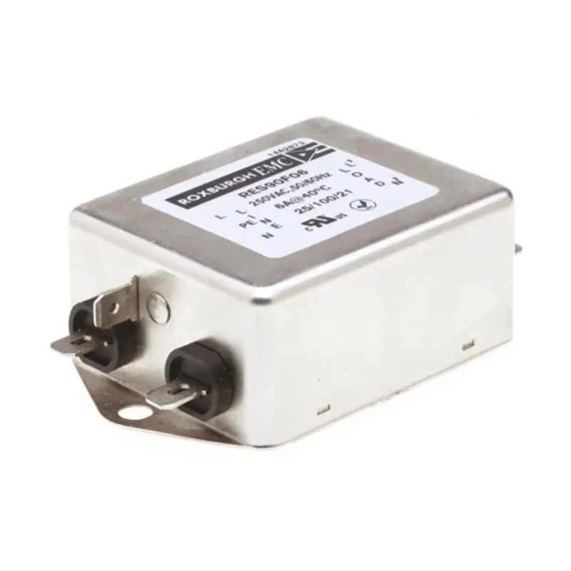 Roxburgh EMC Single Phase Chassis Mount RFI Filter 6 A 250V AC 60Hz Fast-On Termination RES90