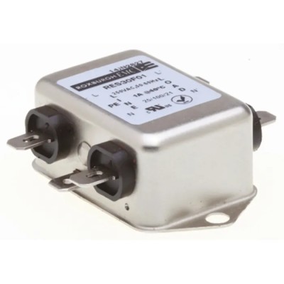 Roxburgh EMC Single Phase Chassis Mount RFI Filter 1A 250V AC 60Hz Fast-On Termination RES30 