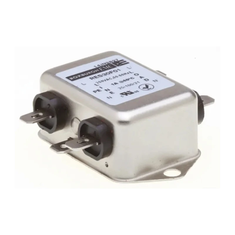Roxburgh EMC Single Phase Chassis Mount RFI Filter 1A 250V AC 60Hz Fast-On Termination RES30 