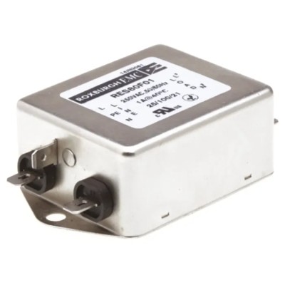 Roxburgh EMC Single Phase Chassis Mount RFI Filter 1A 250V AC 400Hz Fast-On Termination RES80