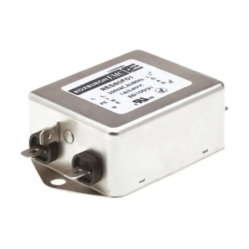 Roxburgh EMC Single Phase Chassis Mount RFI Filter 1A 250V AC 400Hz Fast-On Termination RES80
