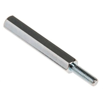 RS PRO Hexagonal Zinc Plated Steel M3 Threaded Standoff 30 mm Body 10 mm Stud 806-6617