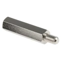 RS PRO Brass Hexagonal Threaded Standoff, M5 Thread Size, 30 mm Body Length, 8 mm Stud, Nickel Plated 806-6641