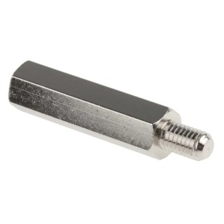 RS PRO Brass Hexagonal Threaded Standoff, M5 Thread Size, 30 mm Body Length, 8 mm Stud, Nickel Plated 806-6641