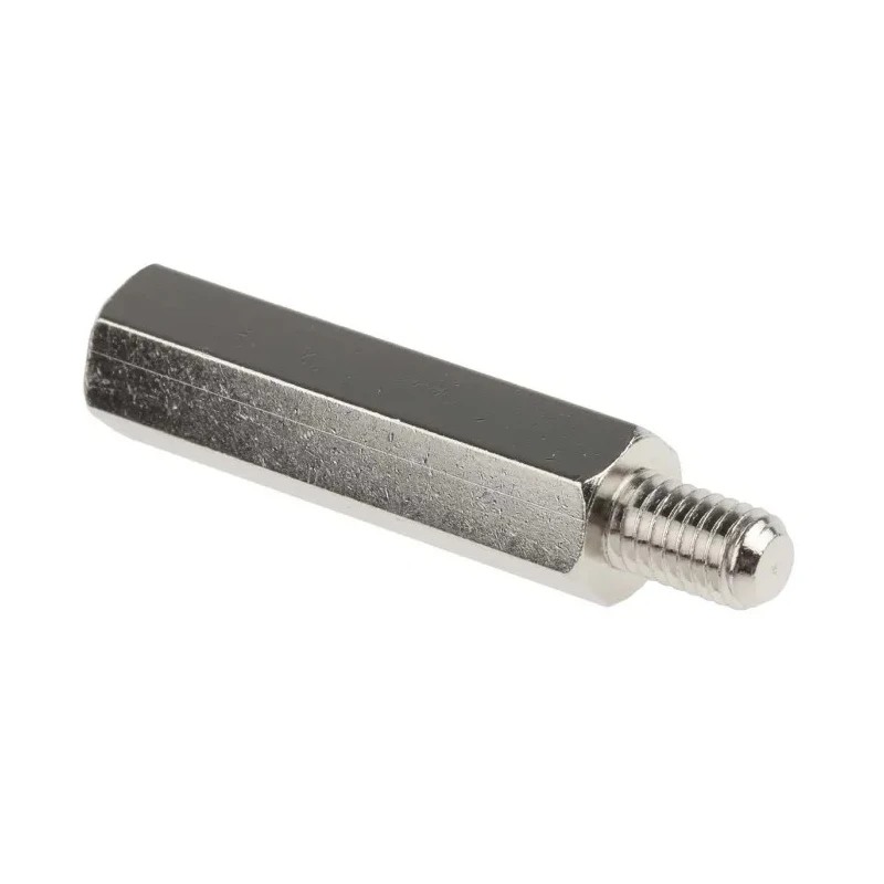 RS PRO Brass Hexagonal Threaded Standoff, M5 Thread Size, 30 mm Body Length, 8 mm Stud, Nickel Plated 806-6641
