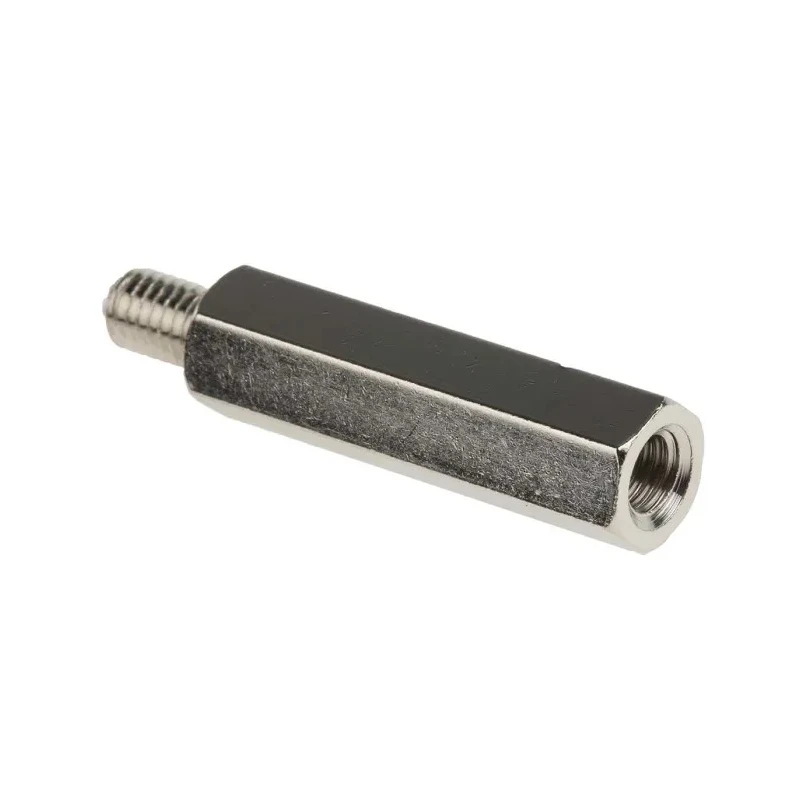 RS PRO Brass Hexagonal Threaded Standoff, M5 Thread Size, 30 mm Body Length, 8 mm Stud, Nickel Plated 806-6641