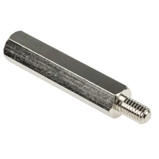 RS PRO Steel Hexagonal Threaded Standoff, Male/Female, 45 mm Length Body, 10 mm Stud, Nickel Plated, M6 Thread 806-6685