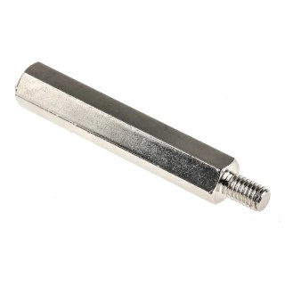 RS PRO M6 Nickel Plated Steel Hexagonal Threaded Standoff, 55 mm Body Length, 10 mm Stud Length, Hex Size 10 mm 806-6698