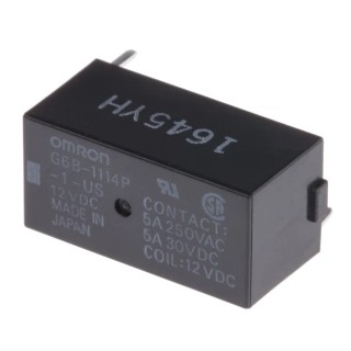 Omron PCB Power Relay 12V DC Coil, 5A Switching Current, SPST G6B-1114P-1-US-DC12