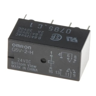 Omron PCB Signal Relay, 24V DC Coil, 1A Switching Current, DPDT Contact Configuration G5V-2-H DC24