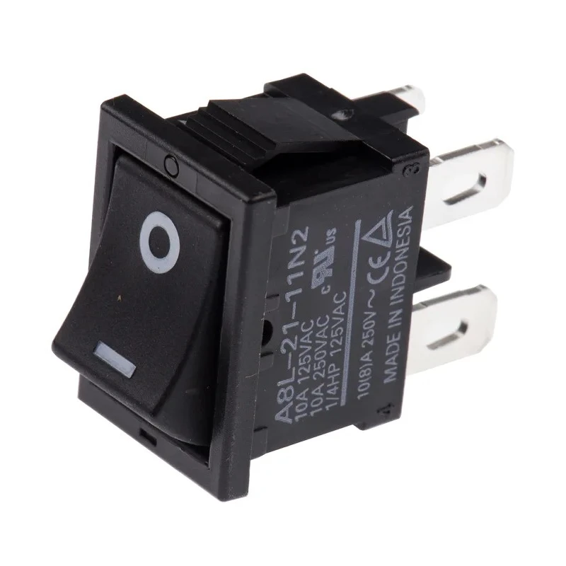 Omron DPST On-Off On-Off Rocker Switch Panel Aluminium Housing Panel Cutout 21x15 mm 10A A8L-21-11N2