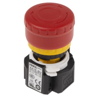 Idec XA Series Emergency Stop Push Button Panel Mount 16 mm Cutout SPDT IP65 XA1E-BV302R