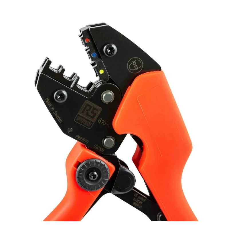 RS PRO Durable Ratchet Crimp Tool for Blue, Red, Yellow Insulated Terminals, Non-Slip Handle, 256mm Length 810-0748