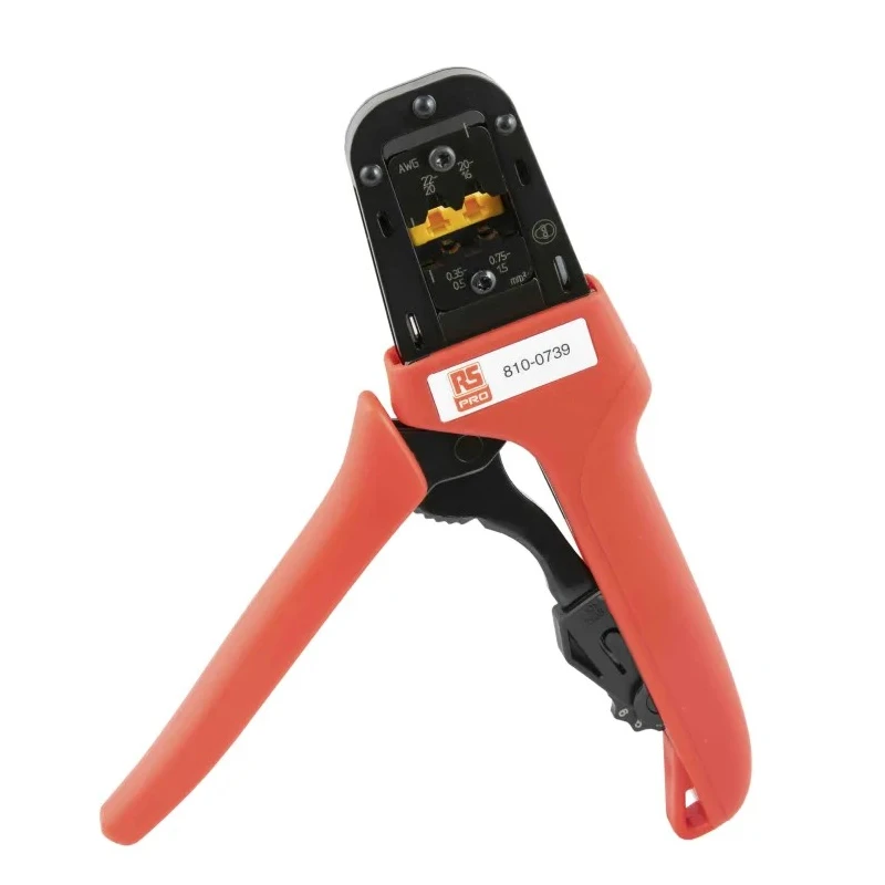 RS PRO Ratcheting Crimp Tool for Uninsulated Super Seal Connectors 190mm 0.35-1.5 mm² 810-0739