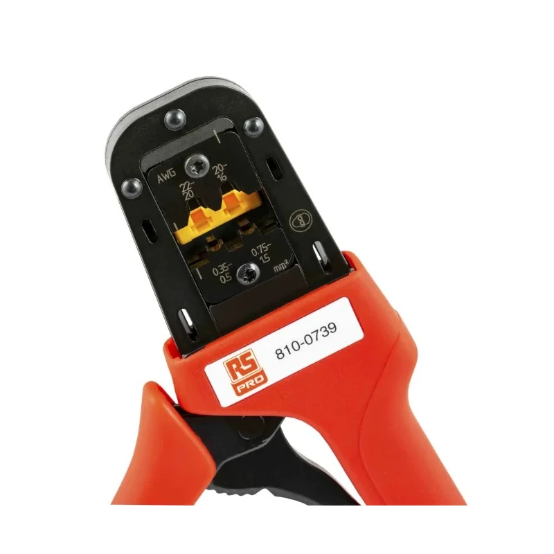 RS PRO Ratcheting Crimp Tool for Uninsulated Super Seal Connectors 190mm 0.35-1.5 mm² 810-0739