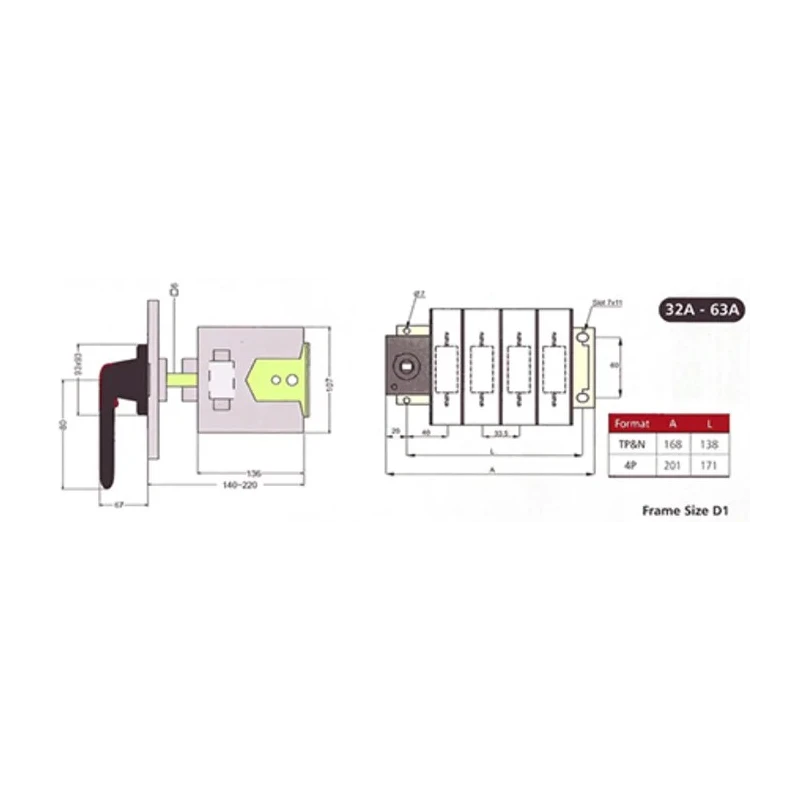 Craig & Derricott 3-Pole DIN Rail Isolator Switch IP65 63A 30 kW SDF00633NB
