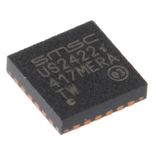Microchip USB2422-I/MJ Controller IC 1-Channel 480 Mbps Single Supply 3-3.6V USB 2.0 24-Pin SQFN USB2422-I/MJ