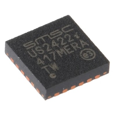 Microchip USB2422-I/MJ Controller IC 1-Channel 480 Mbps Single Supply 3-3.6V USB 2.0 24-Pin SQFN USB2422-I/MJ