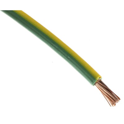 RS PRO Yellow Green 6 mm² 10 AWG Hook Up Wire Annealed Copper Tri-Rated PVC Insulated 100 m 811-1473