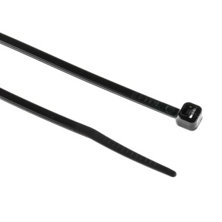 RS PRO Cable Tie, Non-Releasable, 142 mm x 3.2 mm, Black Polyamide 66 811-1486