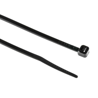 RS PRO Cable Tie, Non-Releasable, 142 mm x 3.2 mm, Black Polyamide 66 811-1486